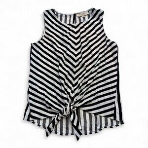 LOFT‎ Striped Tie-Front Sleeveless Top Sz S - Black & White